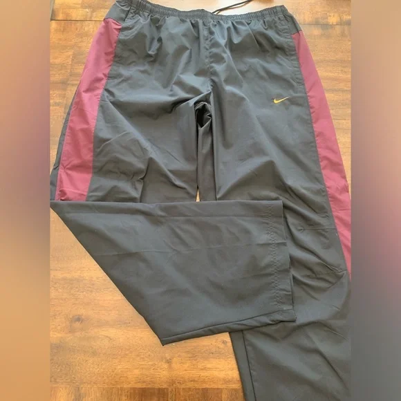 Nike Windbreaker Tracksuit Jacket Pants Lined Vintage Men’s XL Black Burgundy
